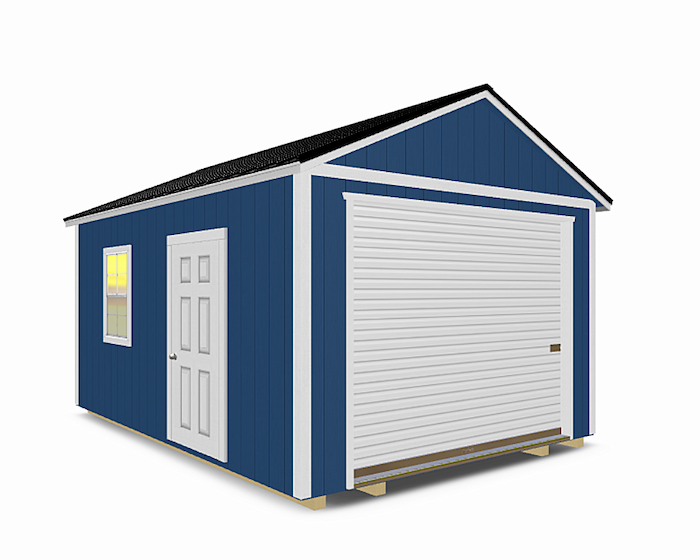 Wood prefab garage shed with wide doors