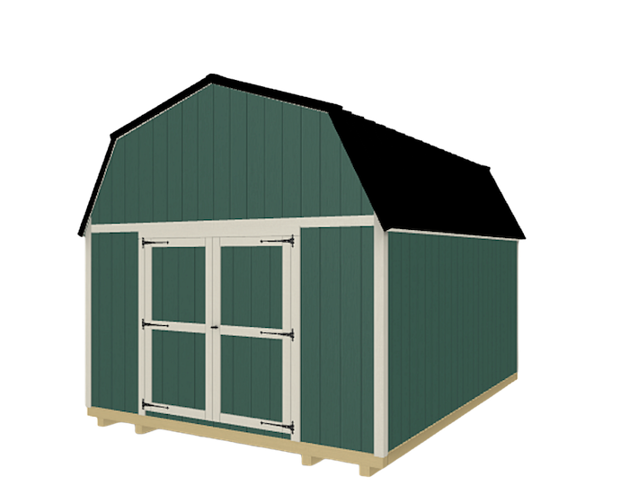 Lofted barn-style wood shed with gambrel roof